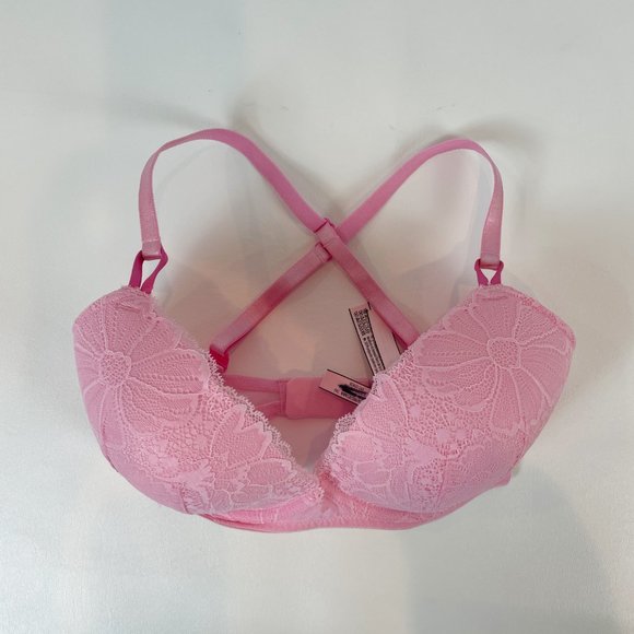 NWOT Victoria's Secret Bra 32DDD Lightly Lined Rockerwire Pink Lace B109 - Picture 2 of 10